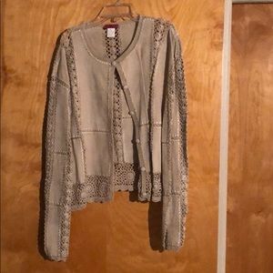 Leather and Net Cardigan